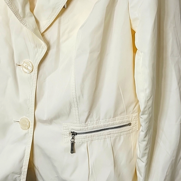 Lane Bryant Button Front Jacket Woman's Size 18 White Zip Pockets Notched Collar - Picture 2 of 4